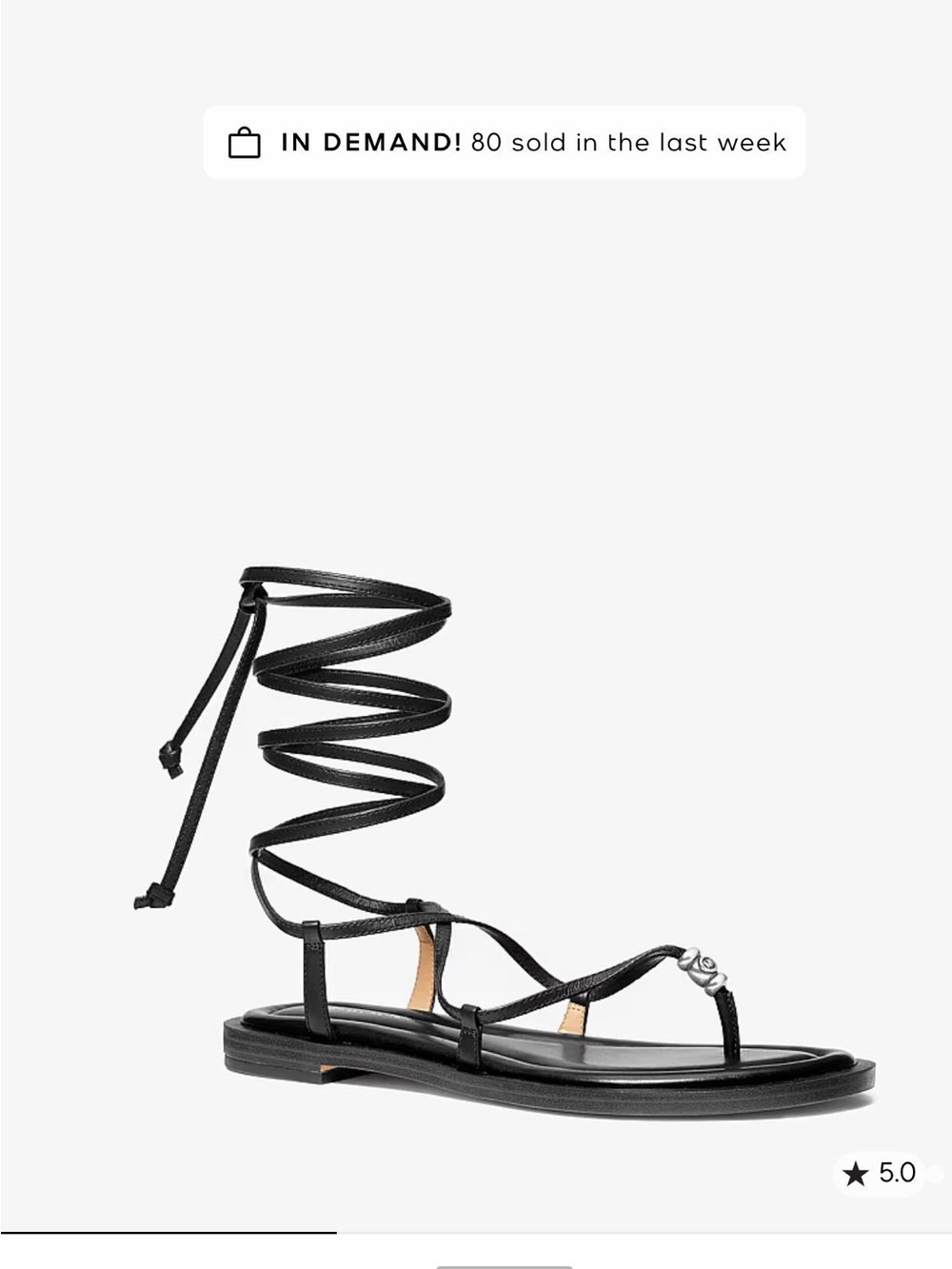 Michael Kors Black Lace-Up Gladiator Sandal with Metallic Accent
